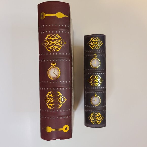 2 Punch Studio Pocket Watch Faux Book Storage Keepsake Boxes - Picture 3 of 5